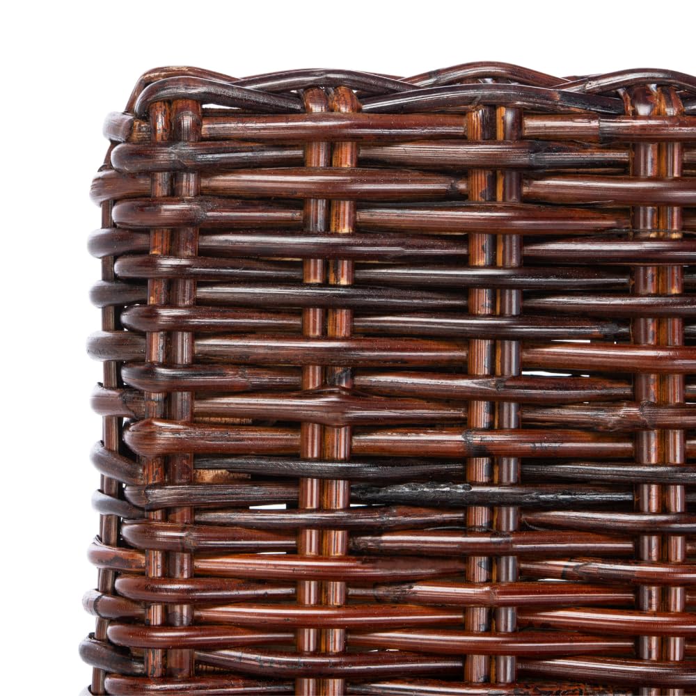 Safavieh Home Collection Aubrey Walnut Wicker Side Chair - Rustic Farmhouse Dining Chair for Kitchen, Patio & Outdoor Use - Handwoven Rattan Accent Chair with Wooden Frame