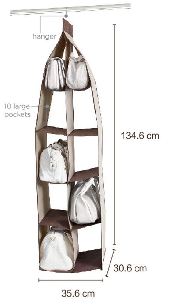10-Pocket Handbag Organizer - Dustproof Hanging Closet Storage Bag for Purses, Shoes & Accessories | Space-Saving Wardrobe Organizer for Bedroom, Closet & Travel