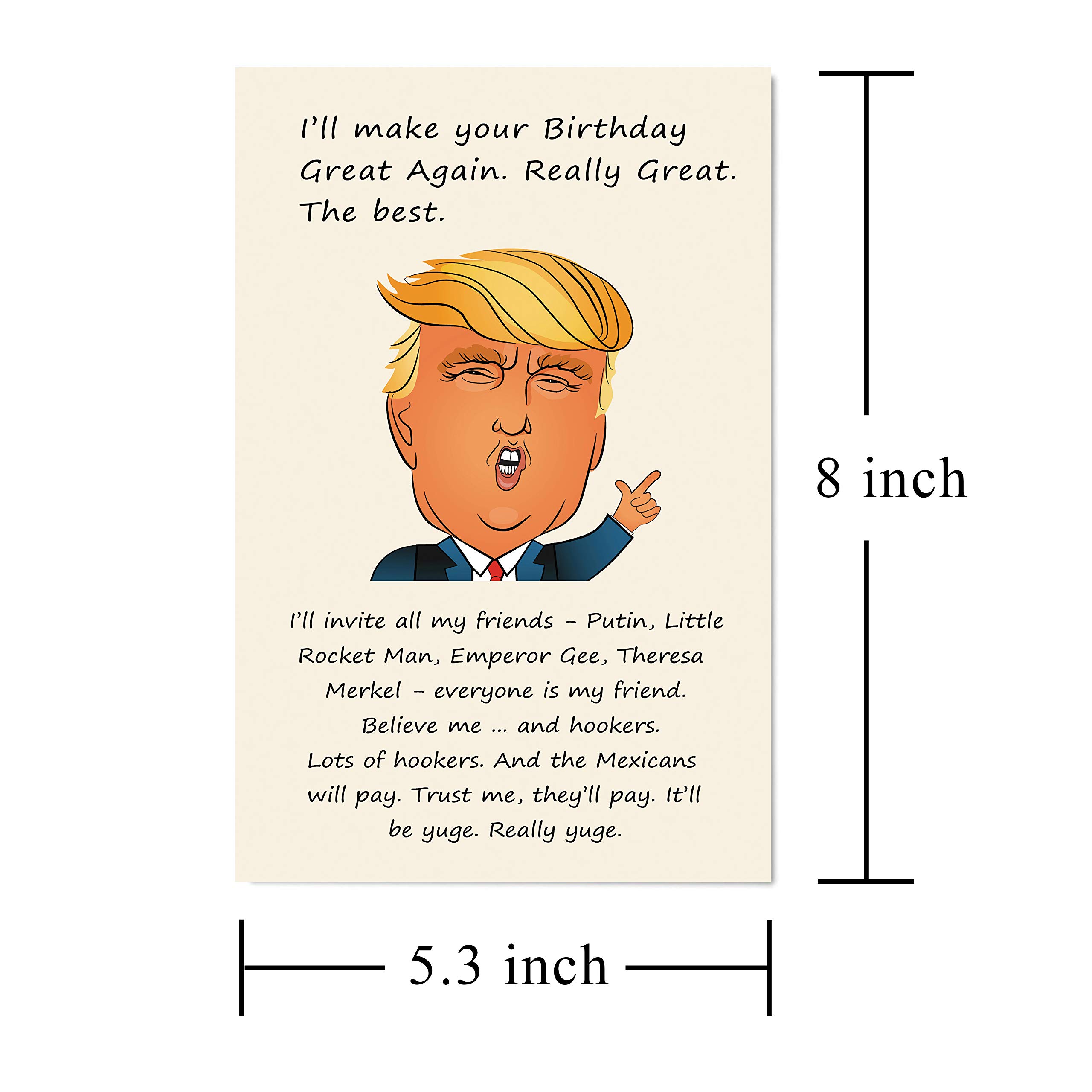 Funny Birthday Card - 'Lots of Hookers' Humorous Greeting Card with Donald Trump 'Make America Great Again' Theme | Perfect for Political Jokes & Conservative Gifts