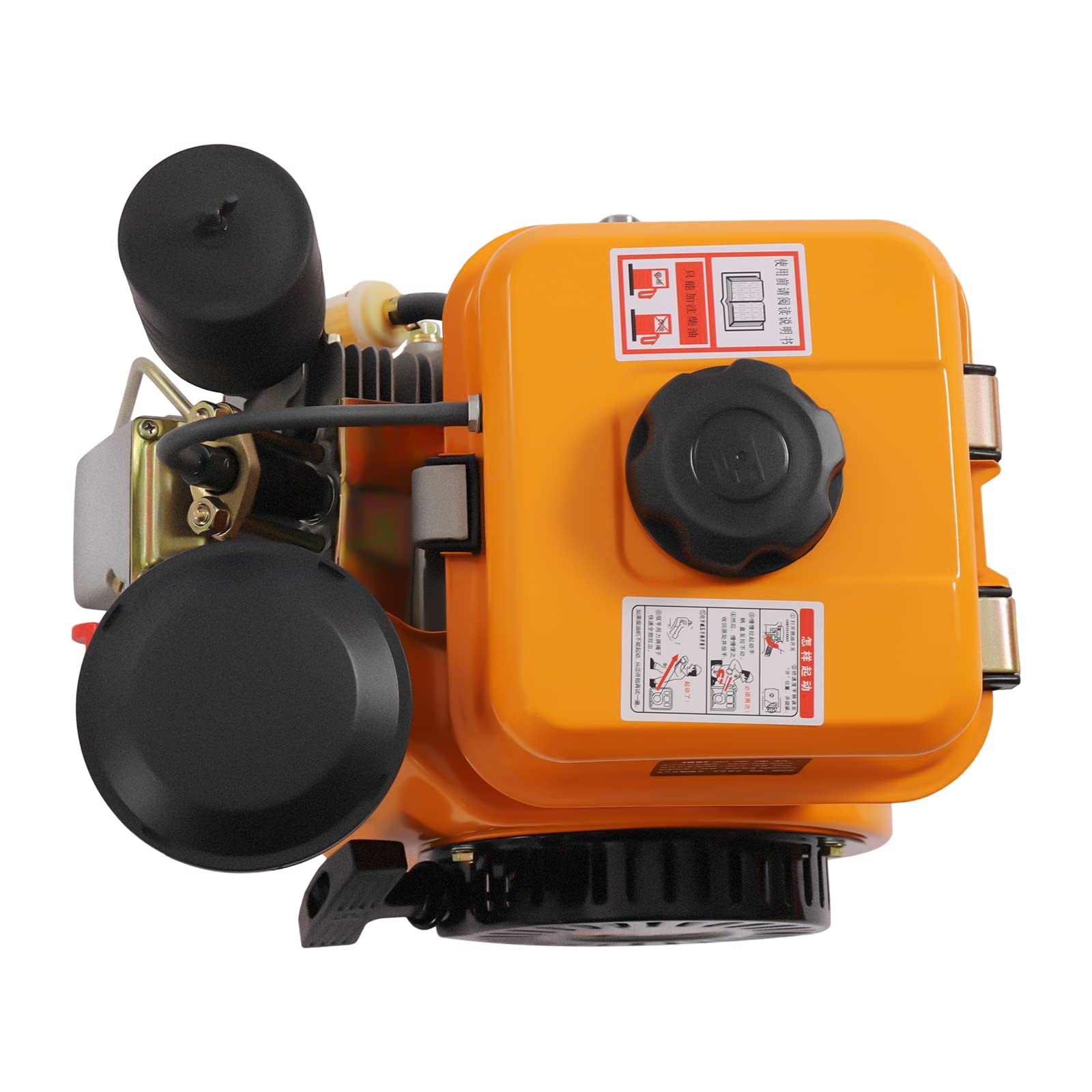 TBVECHI 196cc Single Cylinder Vertical Diesel Engine - 2.2kw Air Cooled with Vortex Oil System for Drainage Machines & Water Pumps (Orange) - Ideal for Agricultural, Construction & Emergency Flood Control Applications