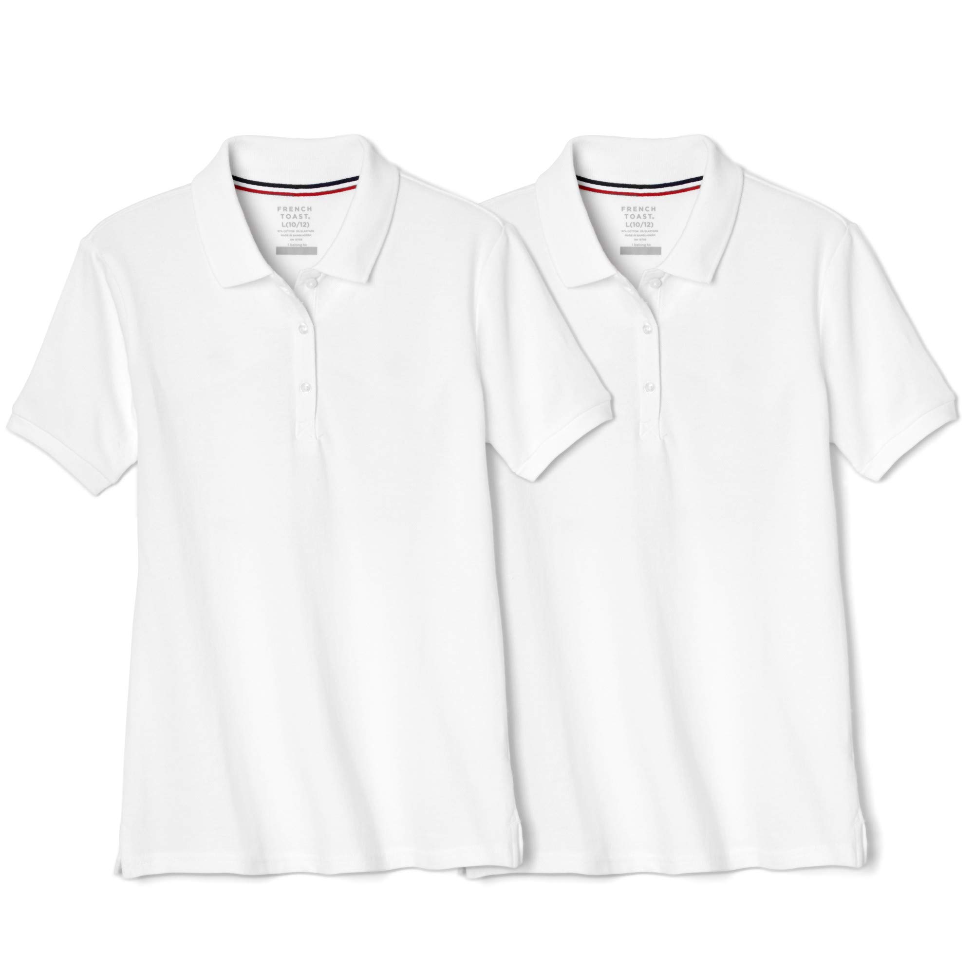 French Toast Girls' Short Sleeve Stretch Pique Polo Shirts - 2 Pack Set | Comfortable Cotton Blend for School, Play & Everyday Wear