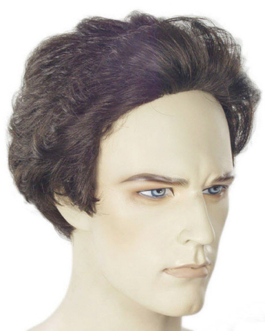 Morris Costumes Comb Back Men's Wig - Brown Synthetic Hairpiece for Cosplay, Halloween Costumes & Theatrical Performances