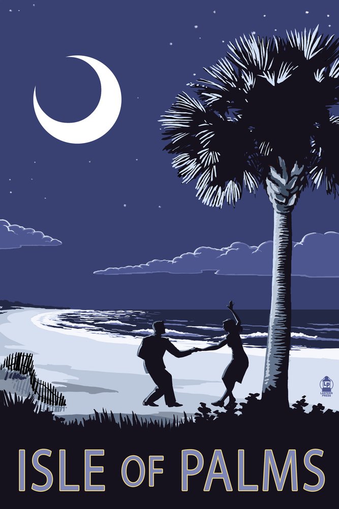 Signed Isle of Palms South Carolina Beach Dancers Art Print - 24x36 Wall Decor Poster for Living Room, Bedroom & Office | Coastal Landscape Photography