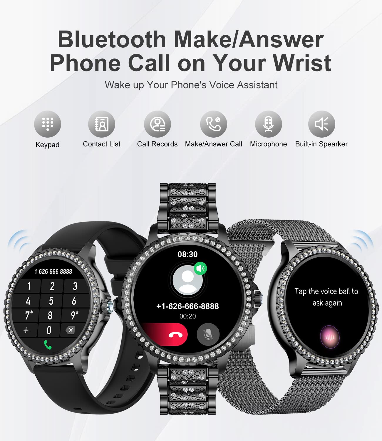 Elegant Diamond Smart Watch for Women - 1.32