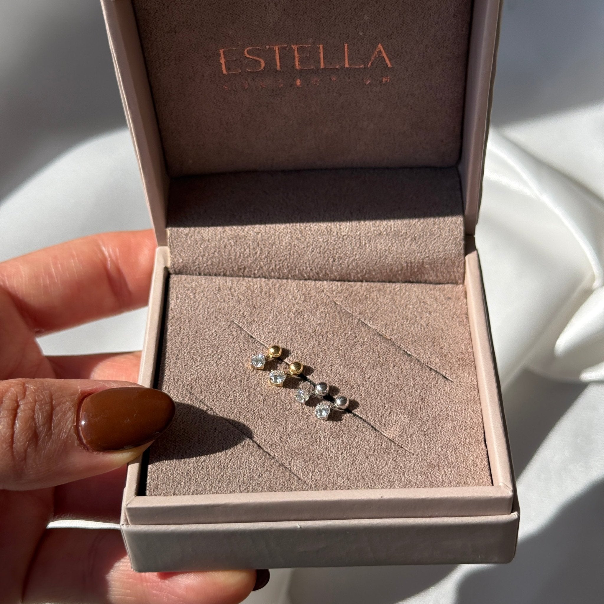 14K White Gold Solitaire Diamond Drop Stud Earrings - Flat Back for Comfort - Perfect for Weddings, Parties & Everyday Elegance