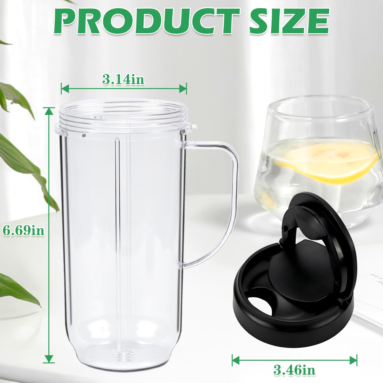 22oz Magic Bullet Blender Replacement Cups (2-Pack) - BPA-Free Food Grade Plastic with Flip-Top Lid & Handle - Compatible with Magic Bullet 250W MB1001 - Perfect for Smoothies, Protein Shakes & Meal Prep On-The-Go
