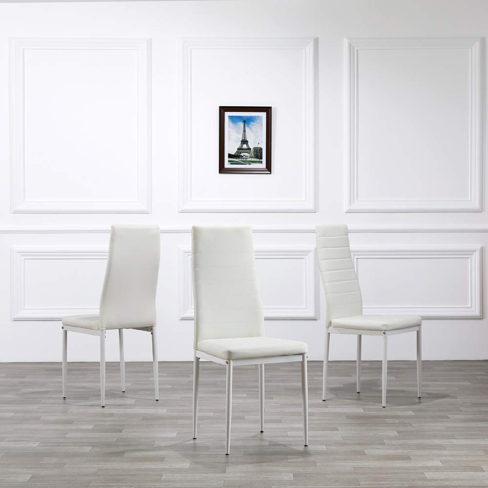 BNSPLY 5-Piece White Dining Table Set for 4 - Modern Kitchen & Dining Room Table with Chairs - Perfect for Small Spaces, Breakfast Nook, and Family Meals