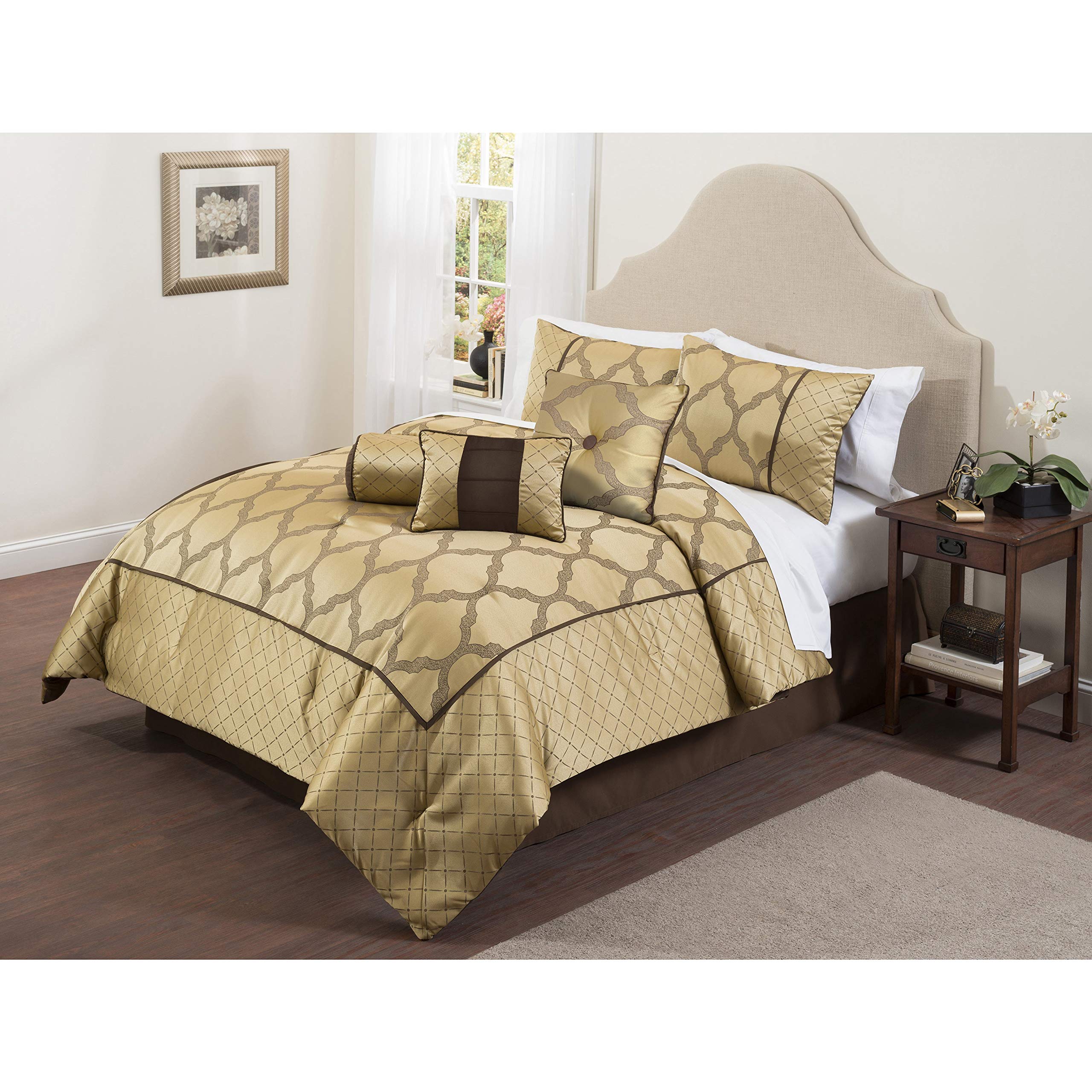 Bexley 7-Piece King Size Comforter Set in Silver - Luxury Bedding for Master Bedroom, Guest Room & Dorm Decor