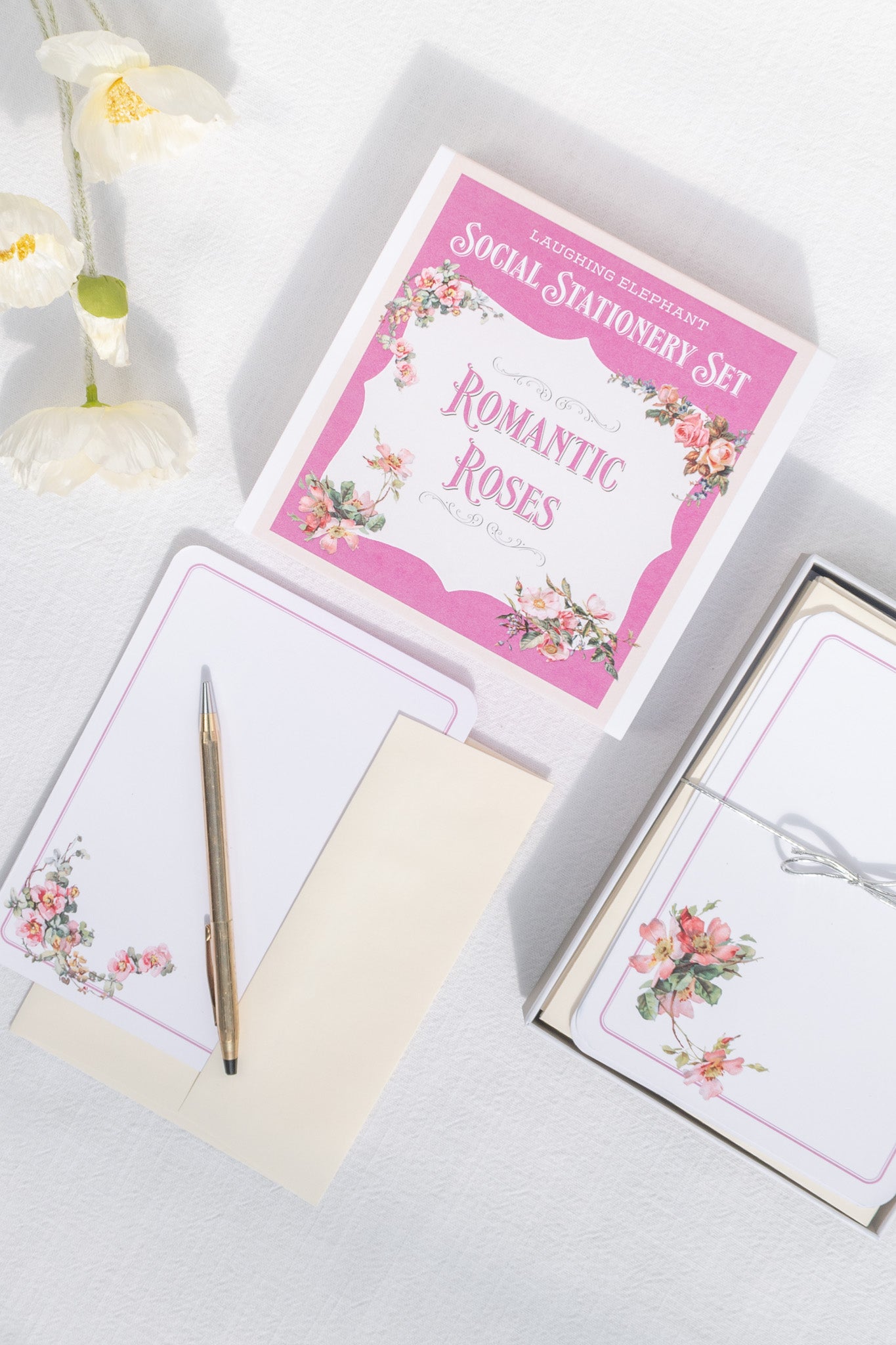 Romantic Roses Stationery Set - Elegant Writing Paper, Envelopes & Note Cards for Wedding Invitations, Love Letters & Special Occasions