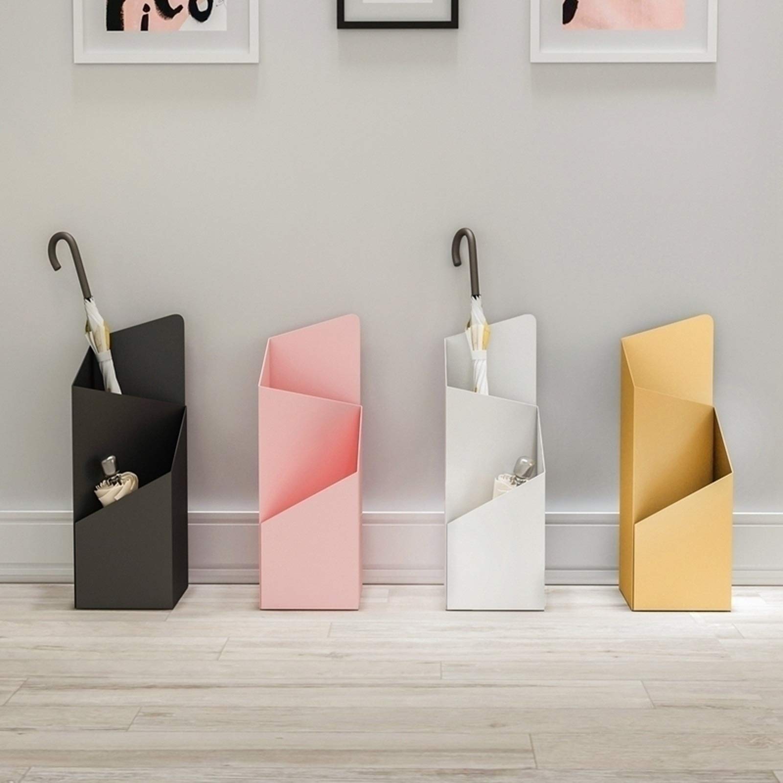 ZXLL Metal Freestanding Umbrella Stand Holder - Unique Design with Removable Water Tray - Golden Entryway Organizer for Home & Office - Perfect for Hallway, Porch, or Restaurant Use