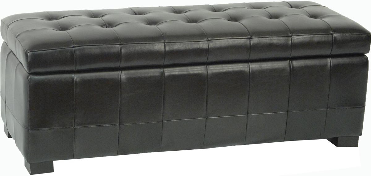 Safavieh Hudson Collection Nolita Leather Large Storage Bench - Black | Entryway Seating with Storage | Perfect for Living Room, Bedroom & Hallway Organization