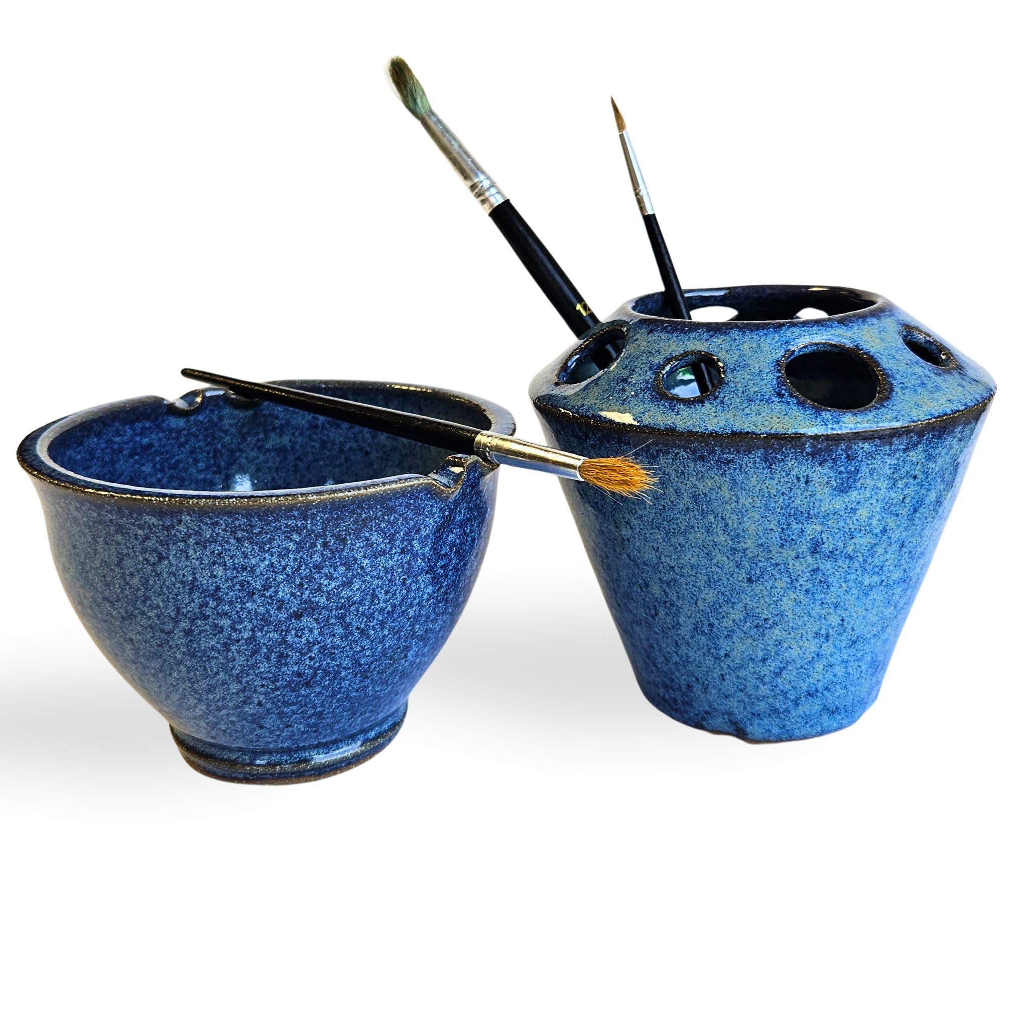 Premium 2-Piece Watercolor Painting Set with Bowl, Brush Caddy & Rest Stand - Cobalt Blue - Ideal for Artists, Students & DIY Enthusiasts - Perfect for Art Studios, Classrooms & Home Painting Projects
