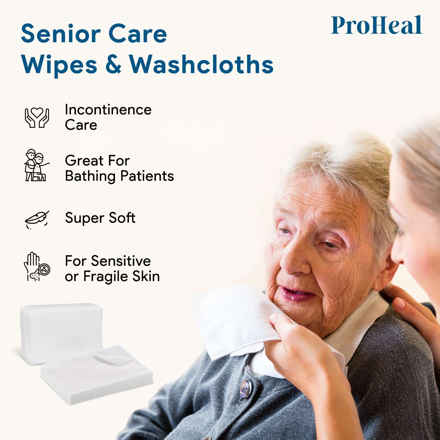 Disposable Dry Wipes for Adults & Baby - 60 Count (2 Packs of 30) - Soft & Strong Washcloths for Incontinence Care, Diaper Changing & Skin Cleansing - 7