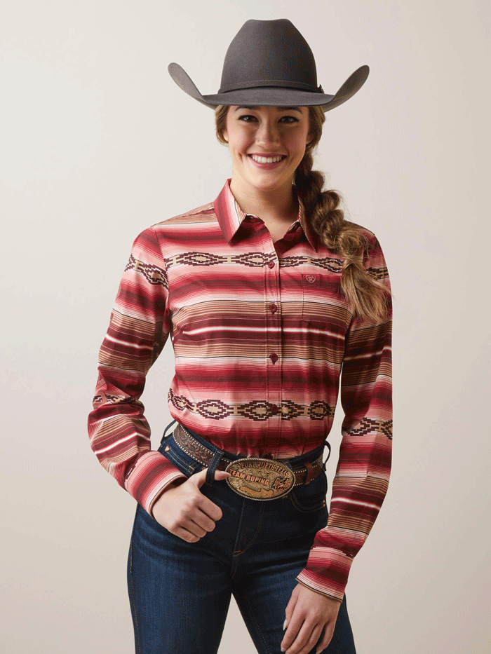 Ariat Women's Wrinkle Resistant Team Kirby Stretch Shirt - Blushing Serape Print - Comfortable Work & Casual Wear for Western Style