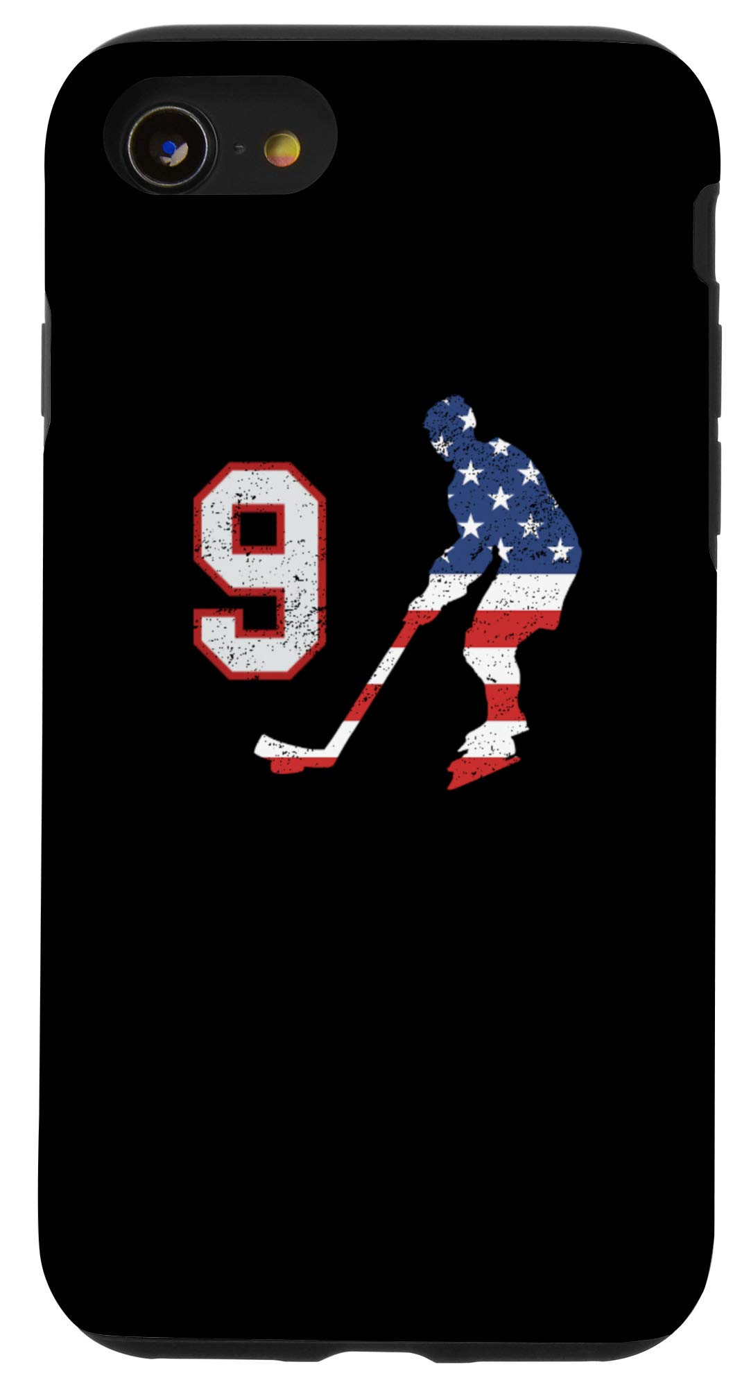 iPhone SE (2020)/7/8 Hockey Jersey #9 with USA Flag Phone Case - Protective Cover for Sports Fans & Patriotic Americans