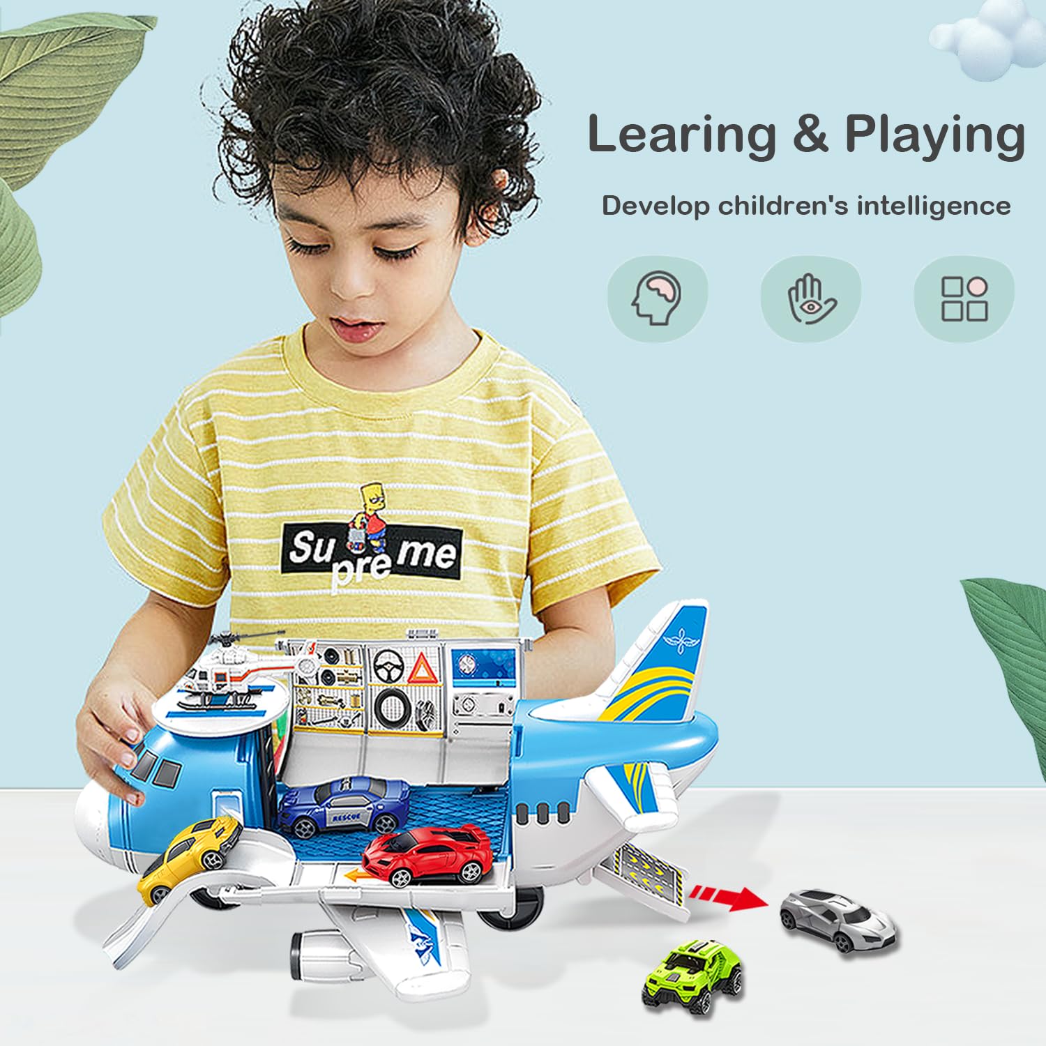 Best Airplane Toys for Kids Ages 2-7 - Durable Toddler Airplane Toy for Boys & Girls - Fun Educational Plane Toy for Birthday Gifts & Outdoor Playtime
