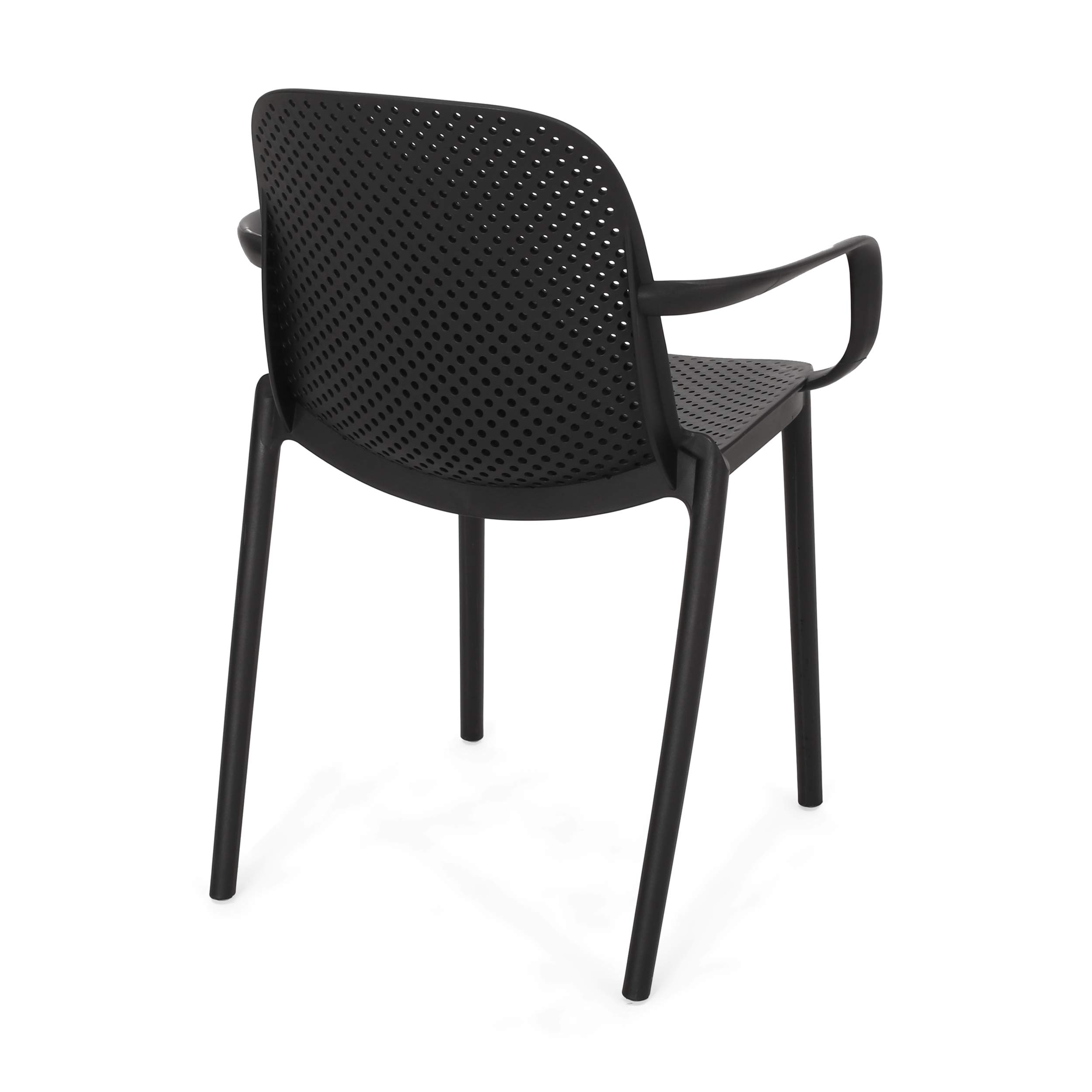 Christopher Knight Home Yanira Outdoor Dining Chair Set of 2 - Black Patio Chairs for Garden, Poolside, Backyard & Restaurant Seating