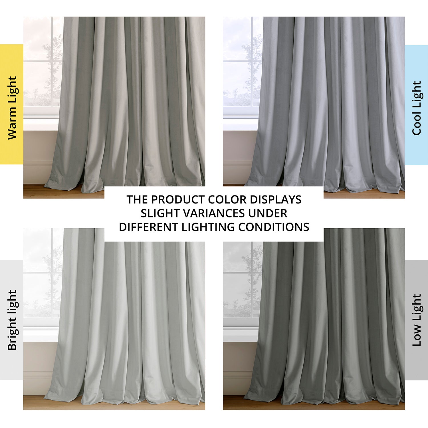 Reflection Grey Signature Velvet Blackout Curtains - Thermal Insulated Room Darkening Drapes for Bedroom, Living Room & Nursery (54