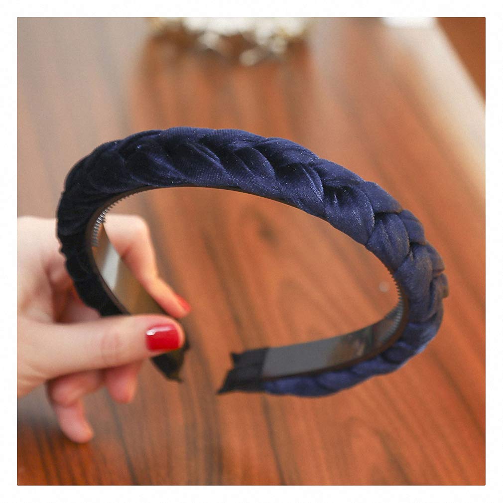 Anti-Slip Solid Color Velvet Braided Headband with Teeth - Women's Knotted Hair Band for Face Washing, Outdoor Activities & Styling | Criss Cross Hair Hoop, Retro Hair Accessories for Workouts, Yoga & Fashion Looks