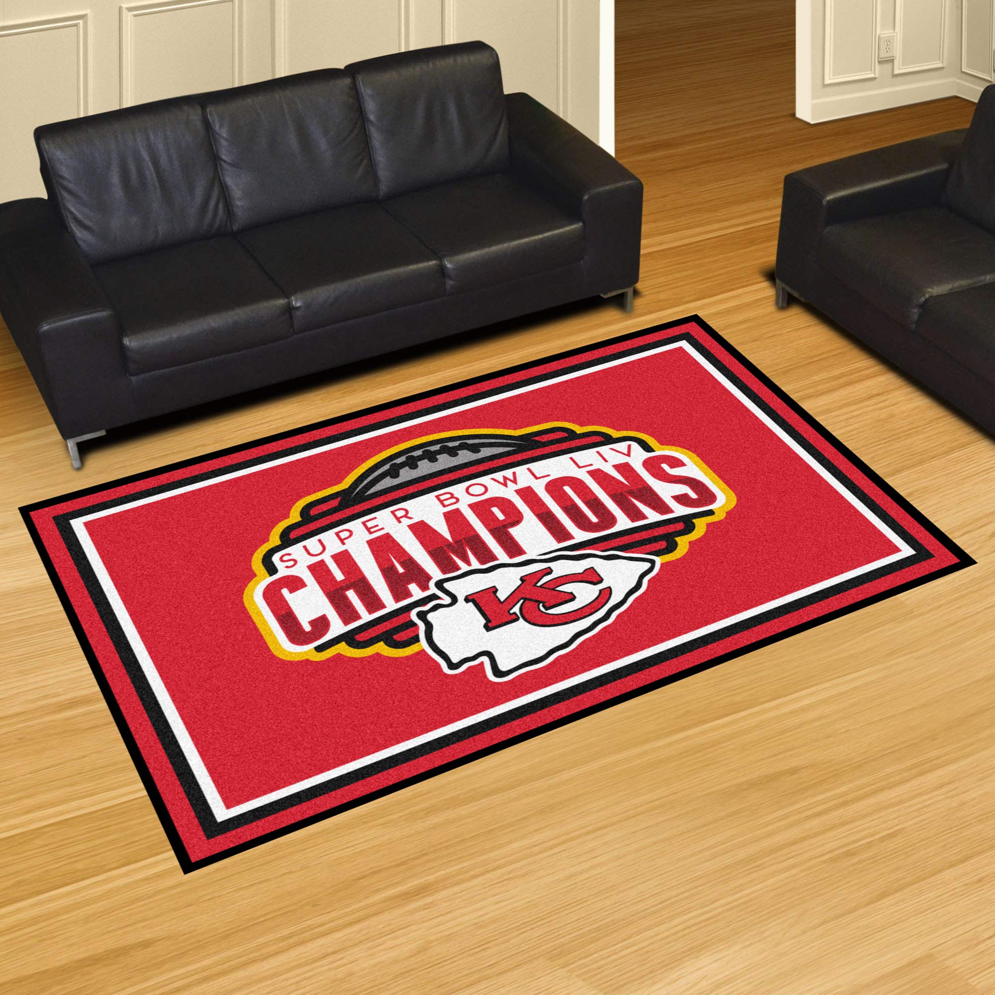 Kansas City Chiefs Super Bowl LIV Champions 5x8 Feet Plush Area Rug - Soft NFL Team Rug for Living Room, Bedroom & Game Day Decor