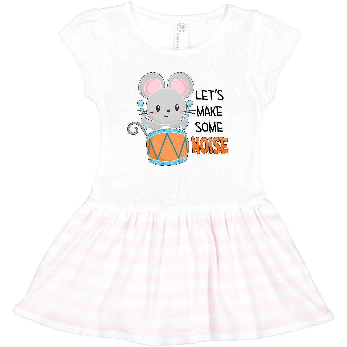 Inktastic Let's Make Some Noise Cute Mouse Drummer Toddler Dress - Adorable Musical Theme Outfit for Girls, Birthday & Concert Wear
