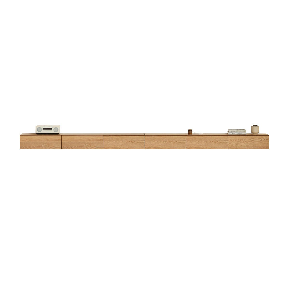 Solid Oak & Black Walnut Wood Floating TV Stand - Modern Wall Mounted Entertainment Center for Living Room, Bedroom & Home Theater