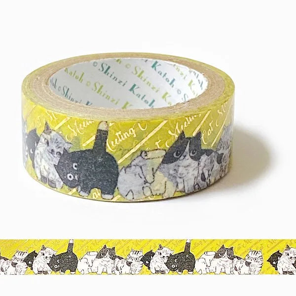 Cat Meeting Neko Washi Tape - Japanese Decorative Paper Tape for Scrapbooking, Journaling & DIY Crafts - Perfect for Bullet Journals, Gift Wrapping & Home Decor