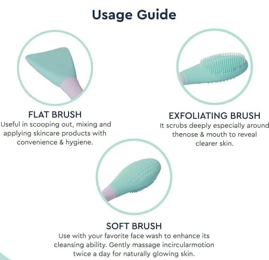 MAPPERZ Silicone Facial Cleansing Brush - Gentle Exfoliating Face Wash Brush for Pore Cleansing & Blackhead Removal | Handheld Face Pack Applicator | Perfect for Daily Skincare Routine & Spa Treatments