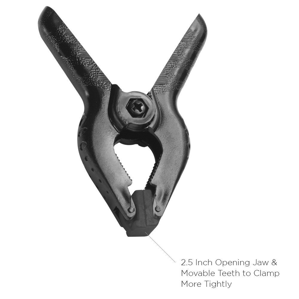 LimoStudio (6 Pack) 4.5 Inch Black Spring Clamps - Heavy Duty Studio Clips for Canvas, Muslin, Paper, Backdrop, Woodworking - Strong Grip with Flexible Teeth - Perfect for Photography, Art Projects & DIY Crafts