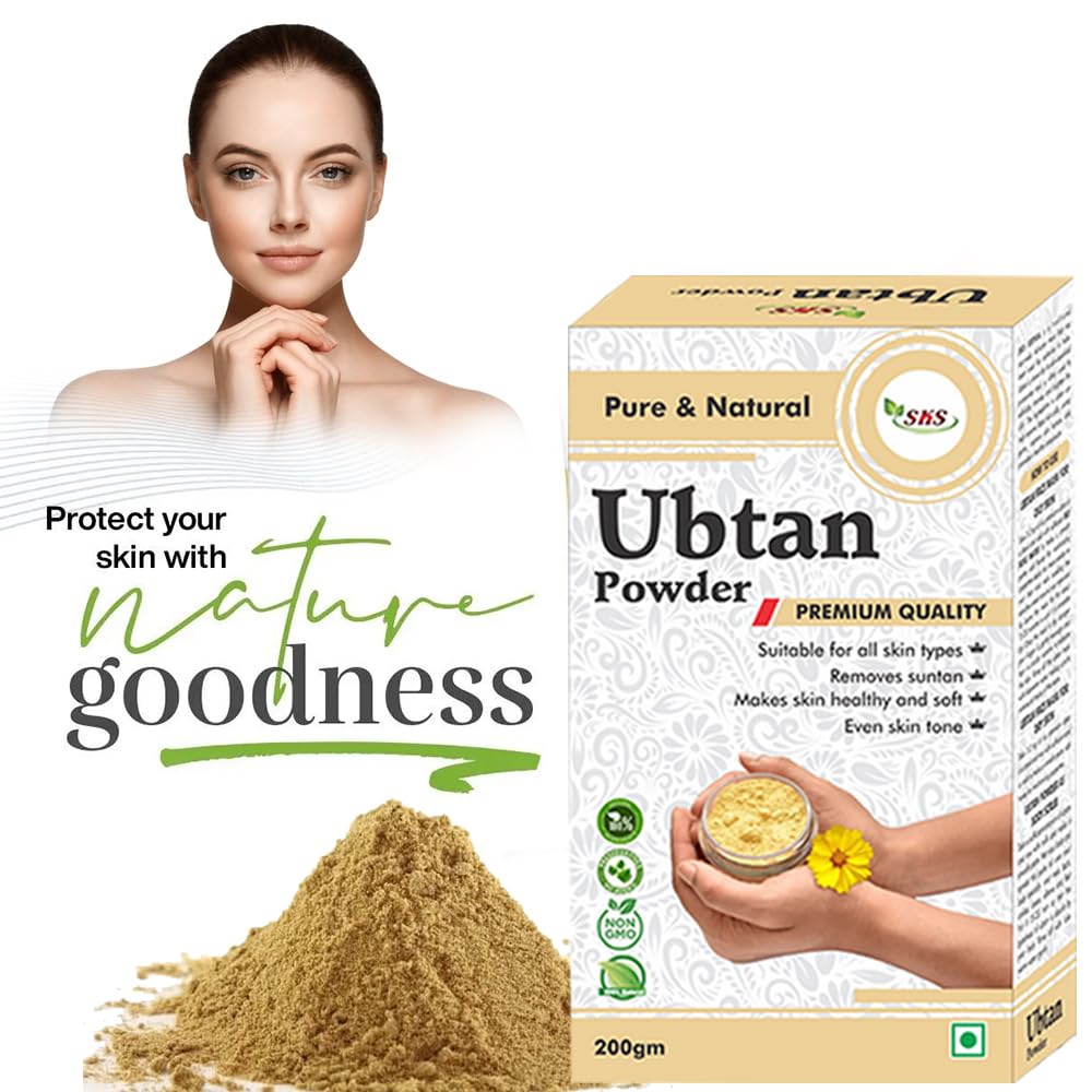 100% Natural SKS Ubtan Powder - Ancient Ayurvedic Face Pack for Glowing Skin, Oil Control & Tan Removal | Turmeric, Sandalwood, Saffron & Rose Blend | 200g | Perfect for Daily Skincare & Bridal Beauty Rituals