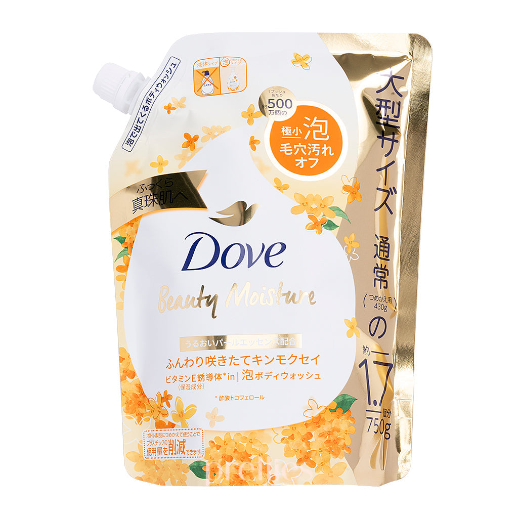 Dove Beauty Moisture Foaming Body Wash - Osmanthus Scented Refill Pack 26.5oz (750g) for Soft, Hydrated Skin | Shower & Bath Essential for Daily Moisturizing Care