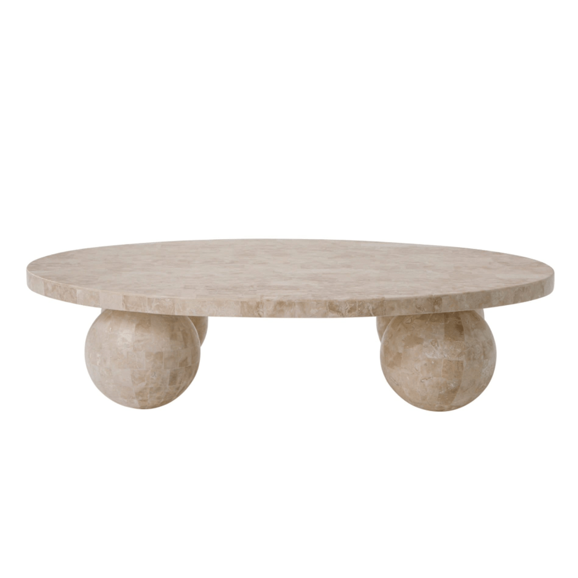 Ezra Coffee Table - Modern Salmon Stone Finish, Pre-Order Now | Stylish Living Room Centerpiece for Home Decor