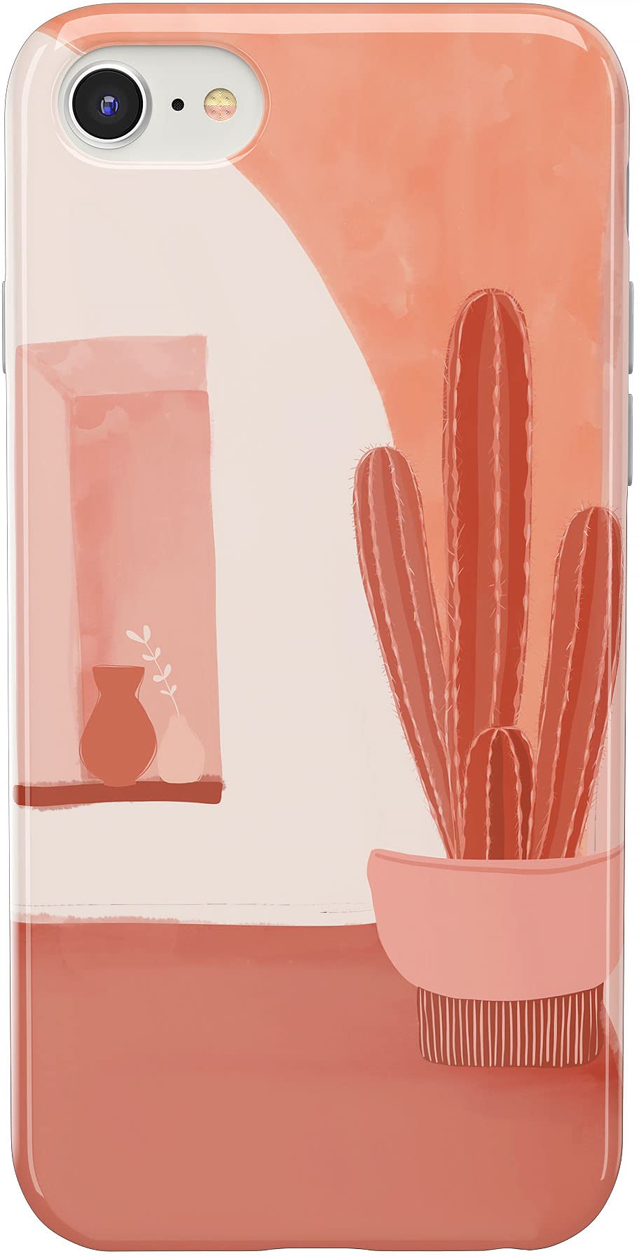 Casely iPhone SE (2020 & 2022) Protective Case - Desert Daze Design with Peachy Cactus Pattern | Slim Fit, Shockproof Cover for Everyday Use, Travel & Outdoor Activities