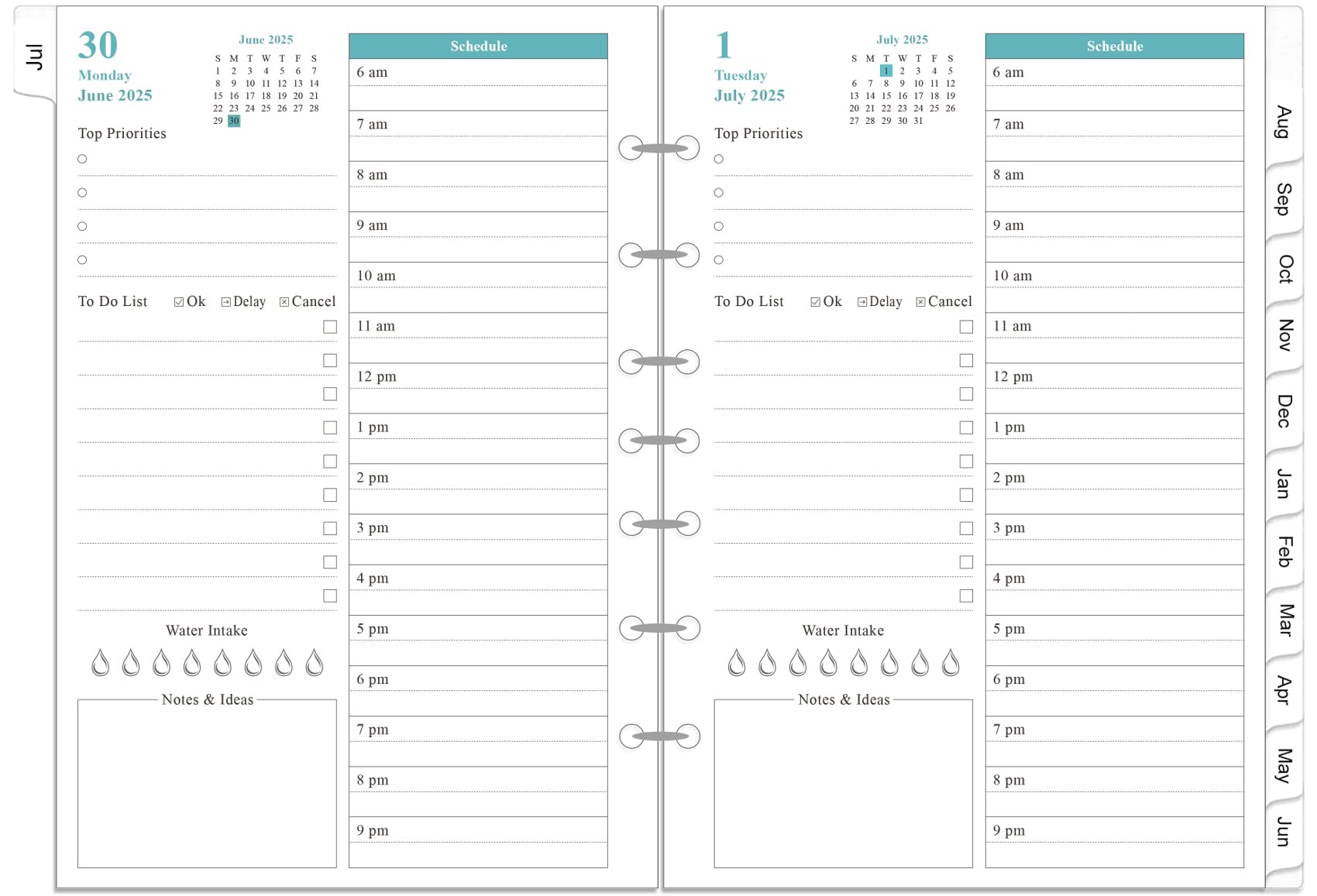 2025-2026 Planner Refills - Daily & Monthly Planner with Prioritized To-Do List, Notes & Appointment Schedule | July 2025-June 2026 | 7-Hole Punched | Desk Size 4 (5.8