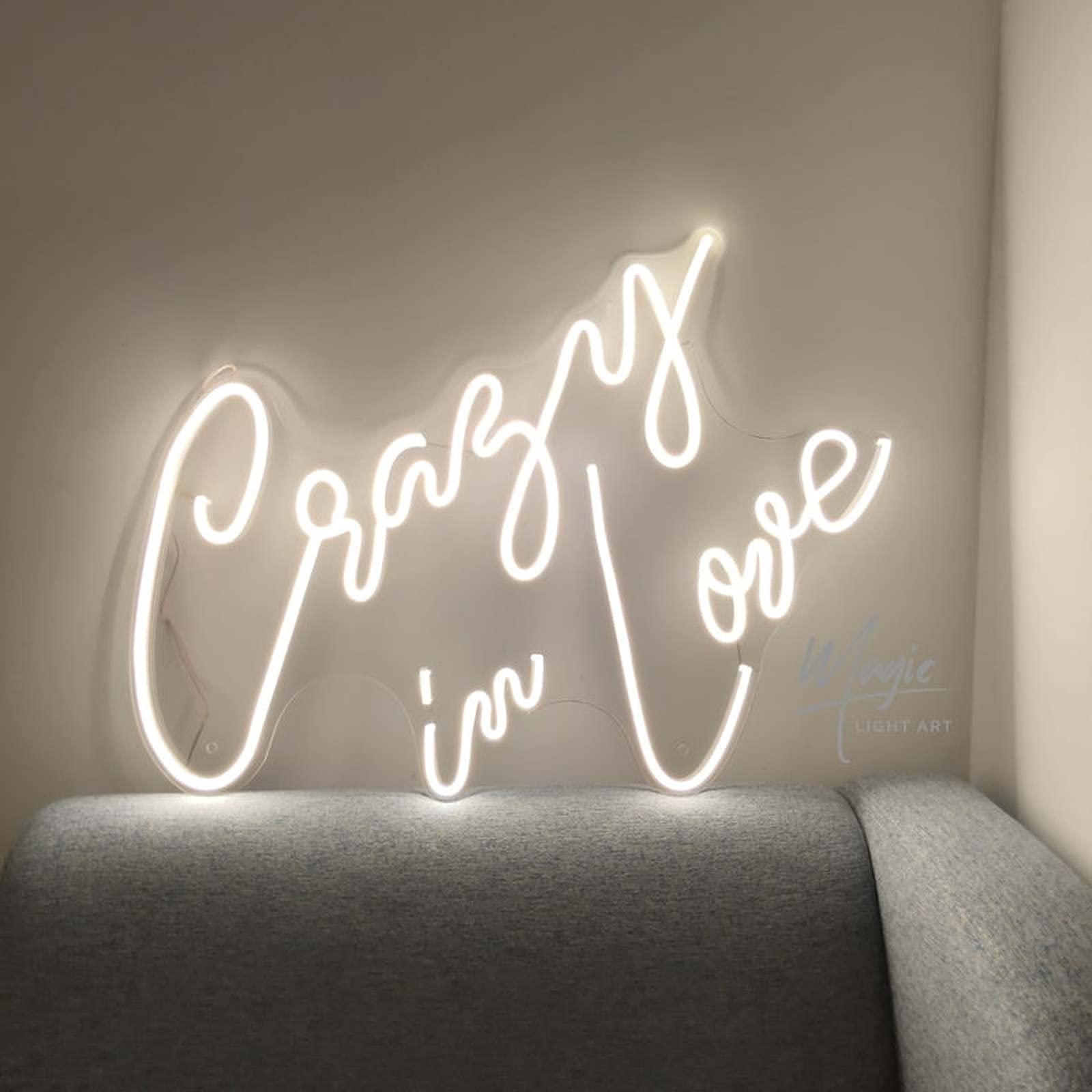 Large Neon Sign - 'Crazy in Love' Warm White LED Neon Light for Bachelorette Party, Birthday, Wedding, Engagement Decor | Perfect for Bars, Pubs, Clubs & Wall Hanging Decoration | Romantic Ambiance Lighting for Home & Event Spaces