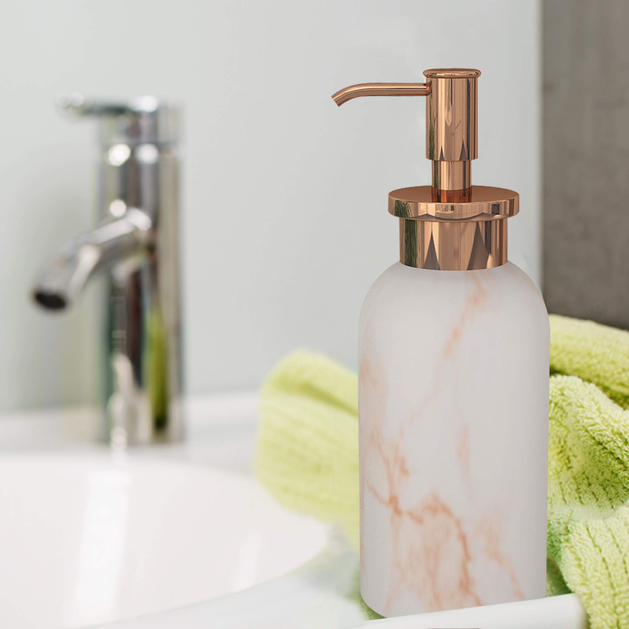 Nu-Steel MST6CH Misty Copper Collection Lotion Dispenser - Elegant Resin & Metal Soap Pump for Bathroom, Kitchen & Vanity - Perfect Home Decor Accessory for Modern Living Spaces