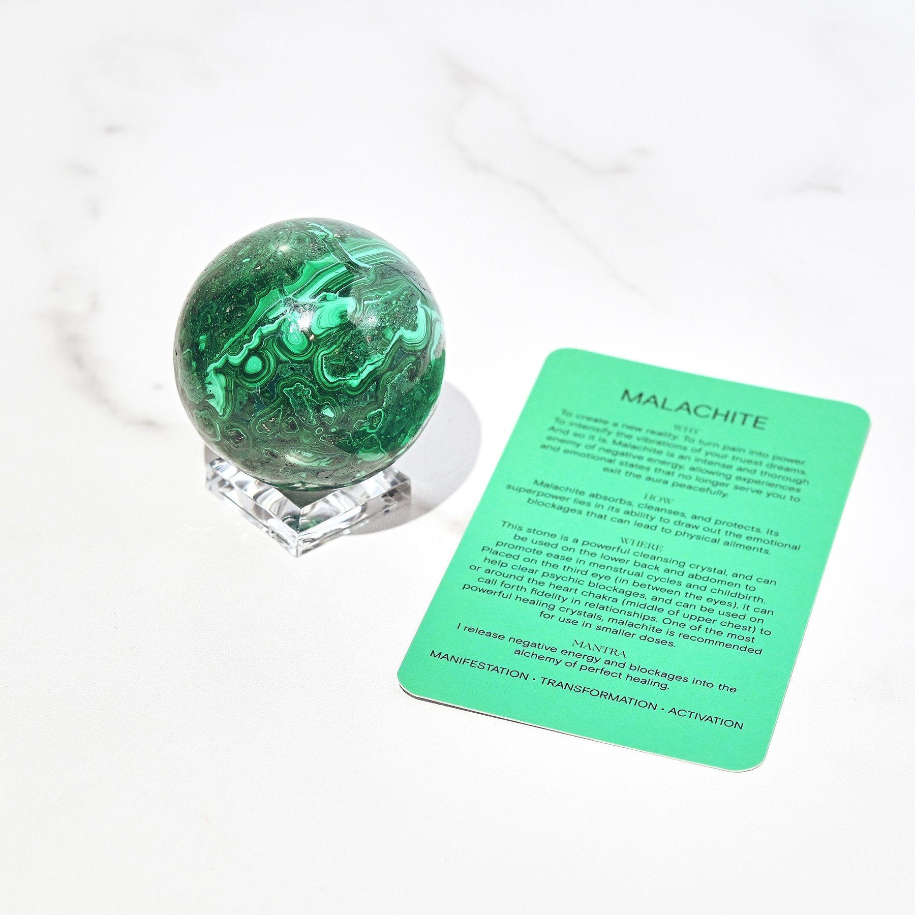 Natural Malachite Sphere - Healing Crystal for Meditation, Energy Balancing & Home Decor | Perfect for Yoga, Feng Shui & Spiritual Gifts
