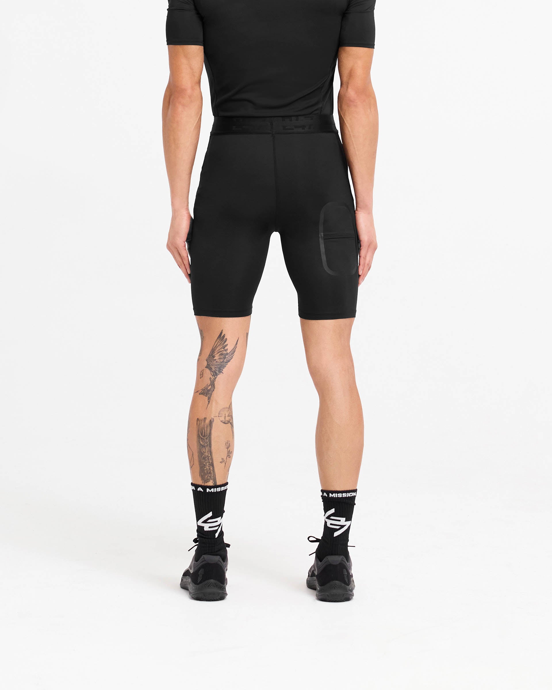 247 Compound Legging Shorts for Women - High Waist Workout Running Yoga Shorts - Black - Perfect for Gym, Running & Yoga