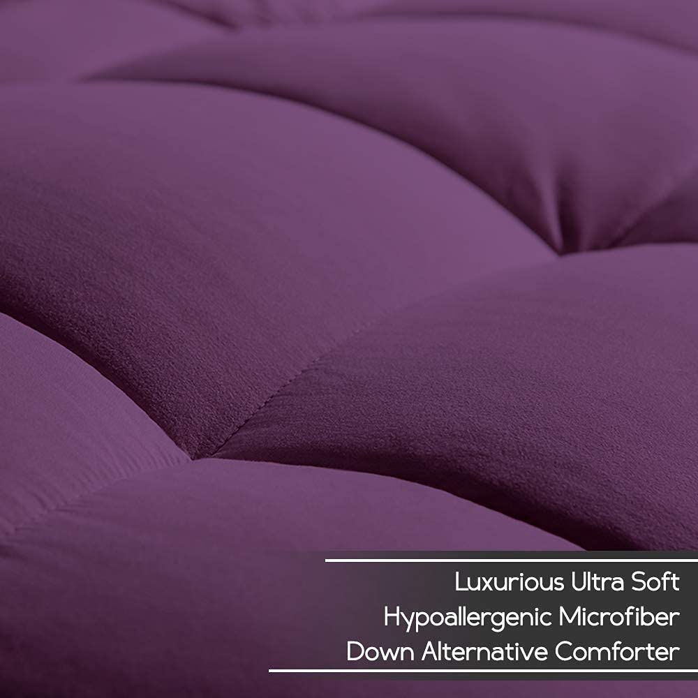 Bare Home Twin XL Sheet Set - 1800 Ultra-Soft Microfiber Bed Sheets & Comforter Set (Twin/Twin XL, Plum) - All Season Breathable Bedding for College Dorms, Guest Rooms & Cozy Sleep