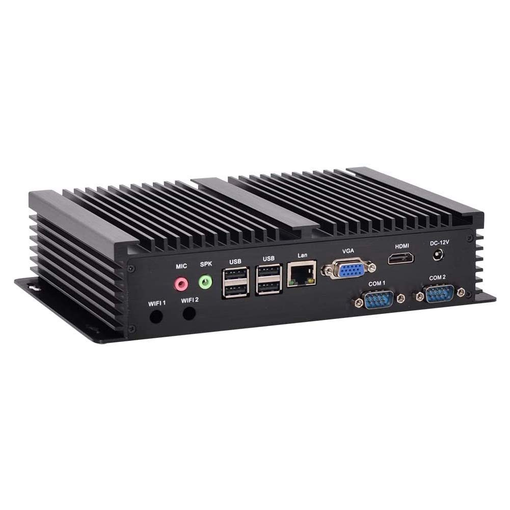PARTAKER Fanless Industrial Mini PC - Intel Core i3 6157U/7167U, 16GB RAM, 256GB SSD, Windows 11 Pro - Dual HDMI & VGA, 4x USB 3.0, 3x USB 2.0, 2x RS232 COM Ports - Perfect for Factory Automation, Digital Signage & Industrial Control Systems