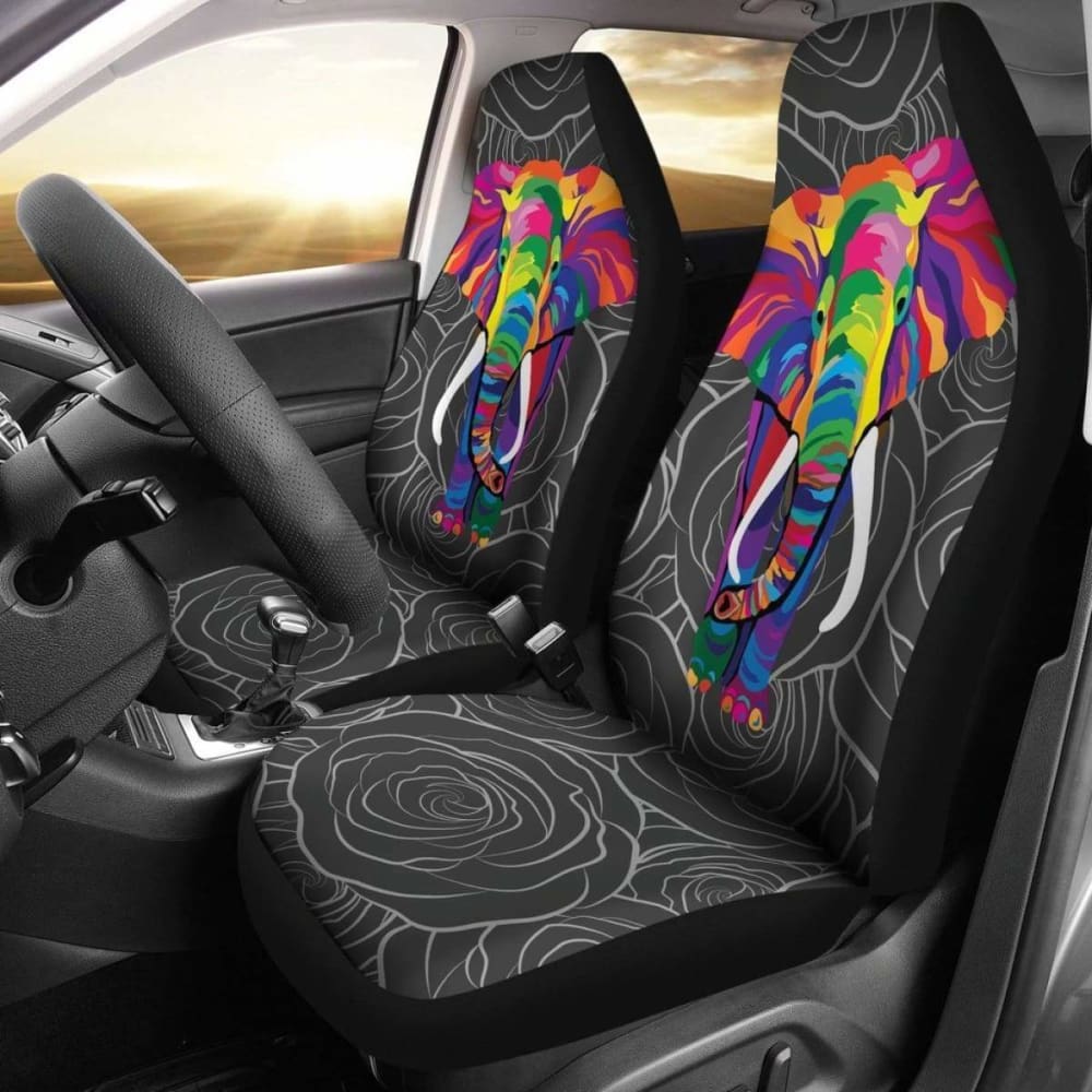 Bohemian Elephant Print Car Seat Covers - Waterproof & Non-Slip Universal Fit for Cars, SUVs, Trucks - Perfect for Road Trips & Daily Commute