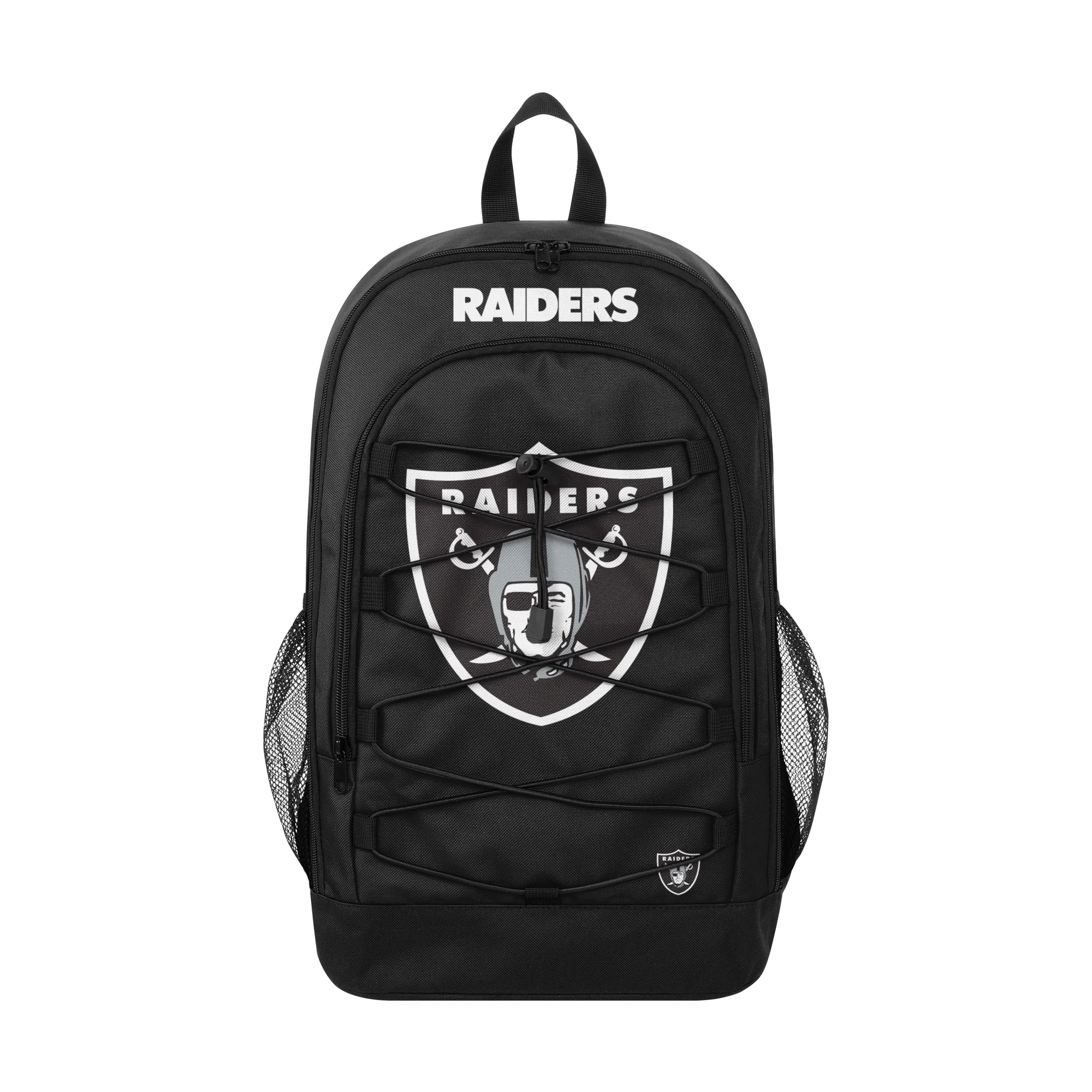 FOCO Las Vegas Raiders NFL Big Logo Bungee Backpack - Officially Licensed Adjustable Drawstring Bag for Men & Women - Perfect for School, Travel, and Game Day Fan Gear