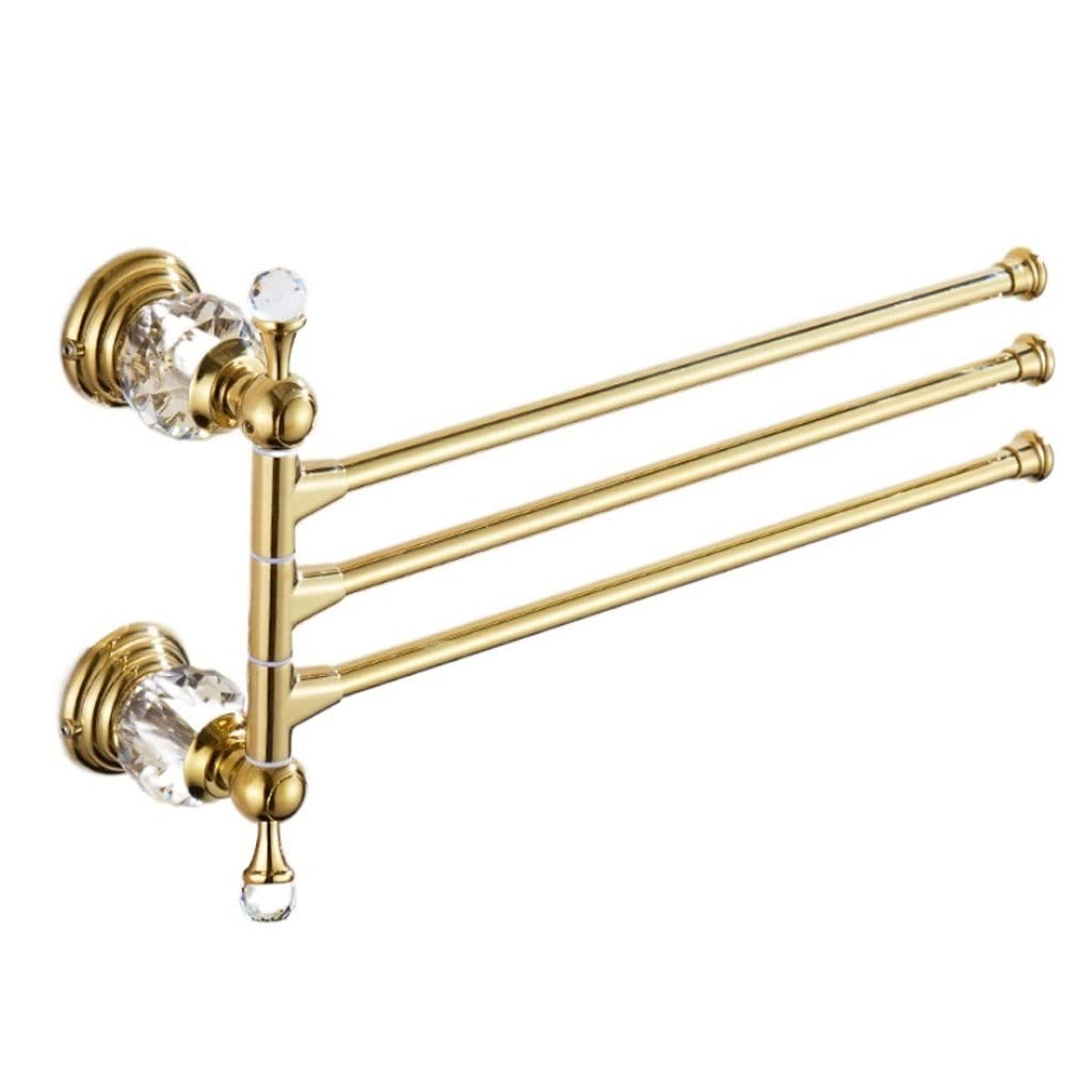 180 Degree Rotating Stainless Steel Towel Rack - Wall Mounted Swivel Towel Holder with Crystal Design | Bathroom Accessories for Modern Homes & Spa-Like Experience