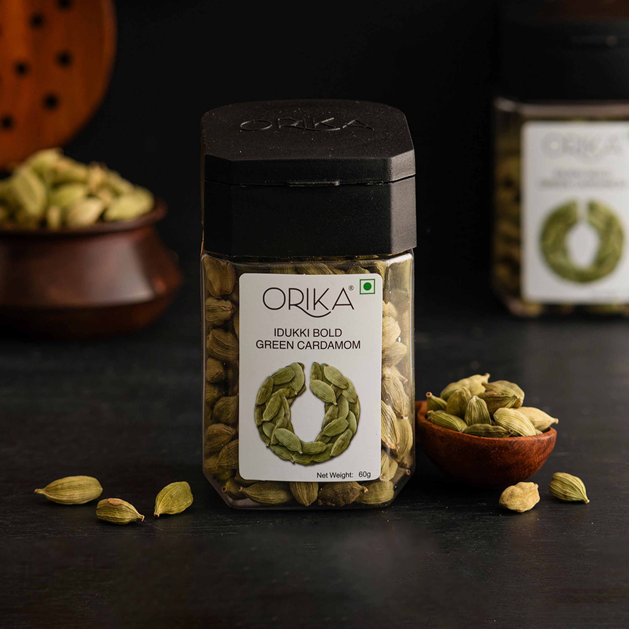 Premium Organic Idukki Bold Green Cardamom Whole 60g | 8mm Large Elaichi Pods | All-Natural No Artificial Colors or Preservatives | Perfect for Baking, Tea & Indian Cooking