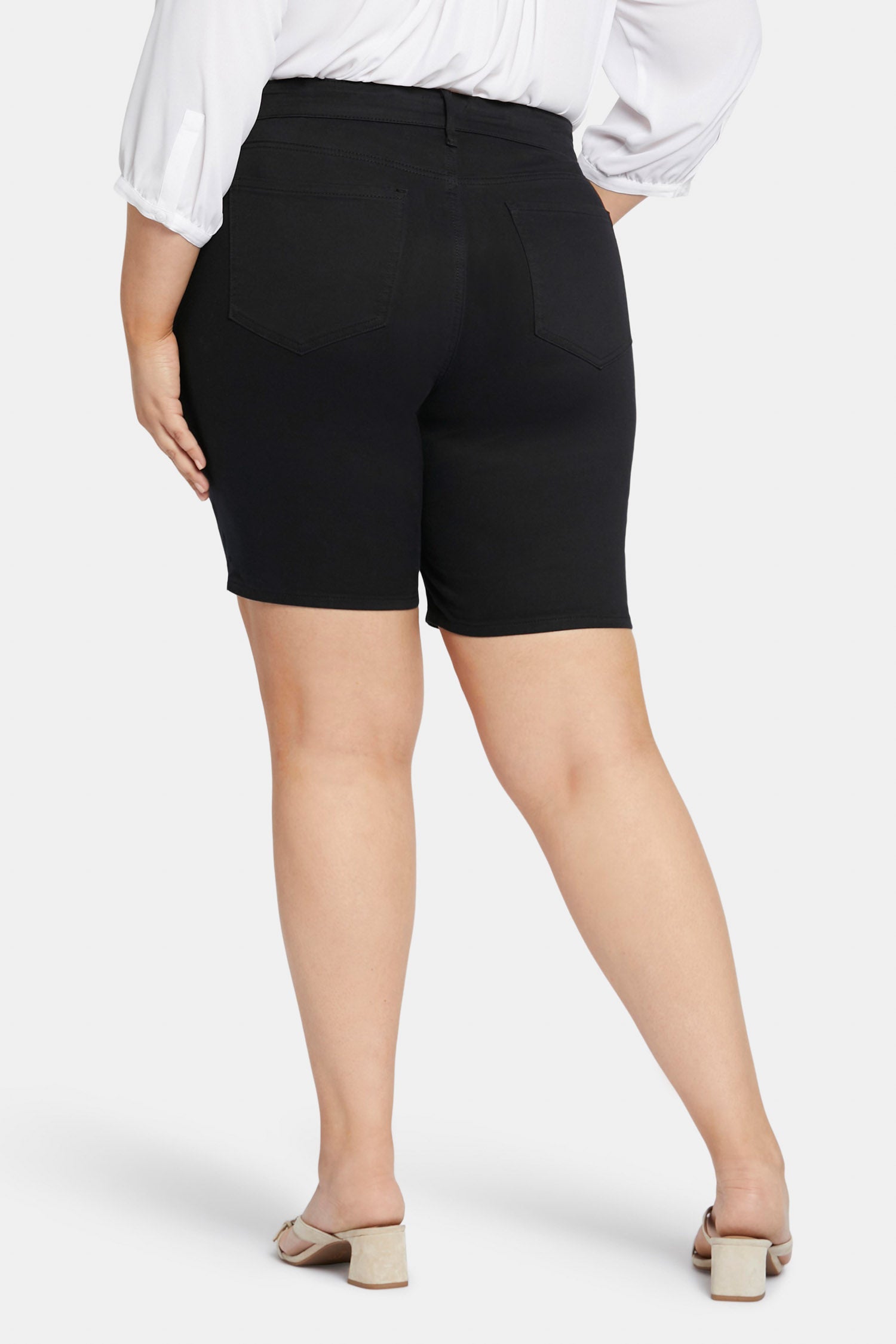 Ella Denim Shorts for Women - Petite Plus Size High Waisted Stretch Shorts in Black | Perfect for Summer Outfits, Casual Wear & Beach Vacations