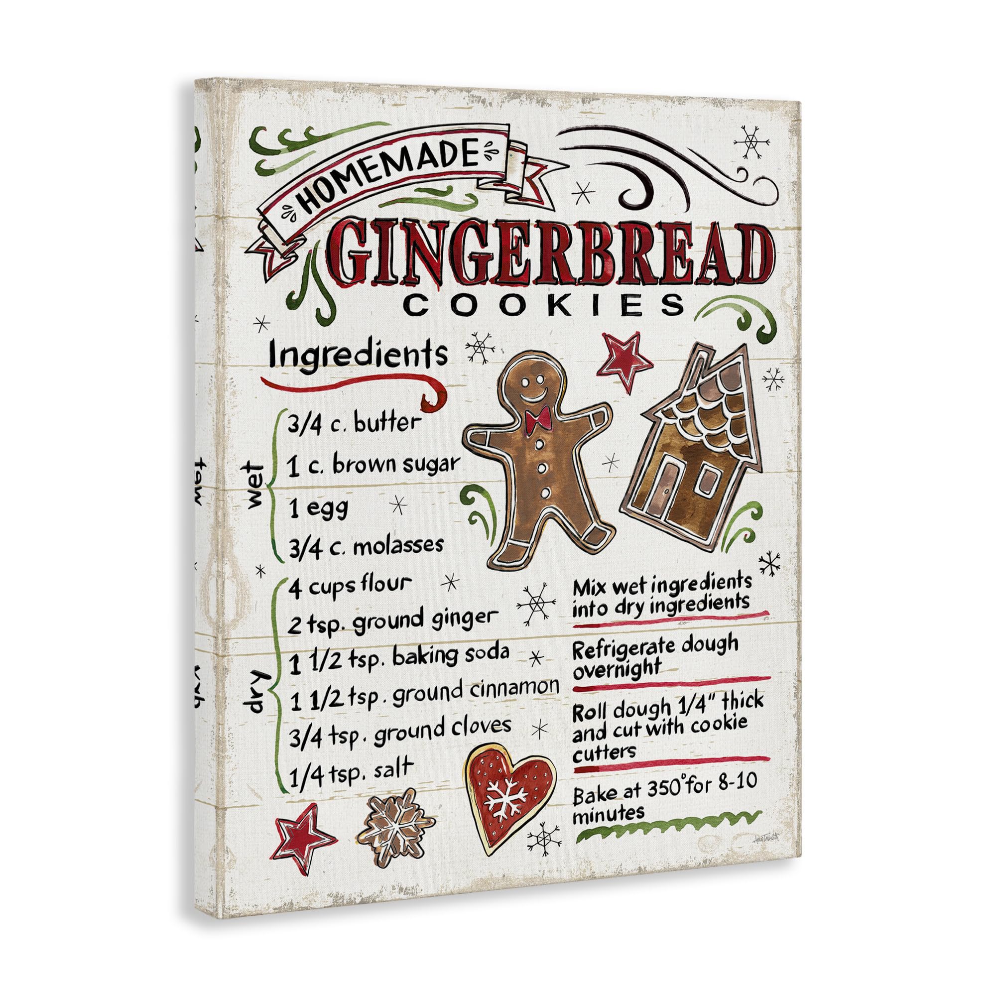 Stupell Industries Homemade Gingerbread Cookies Holiday Cooking Instructions Canvas Wall Art - 36