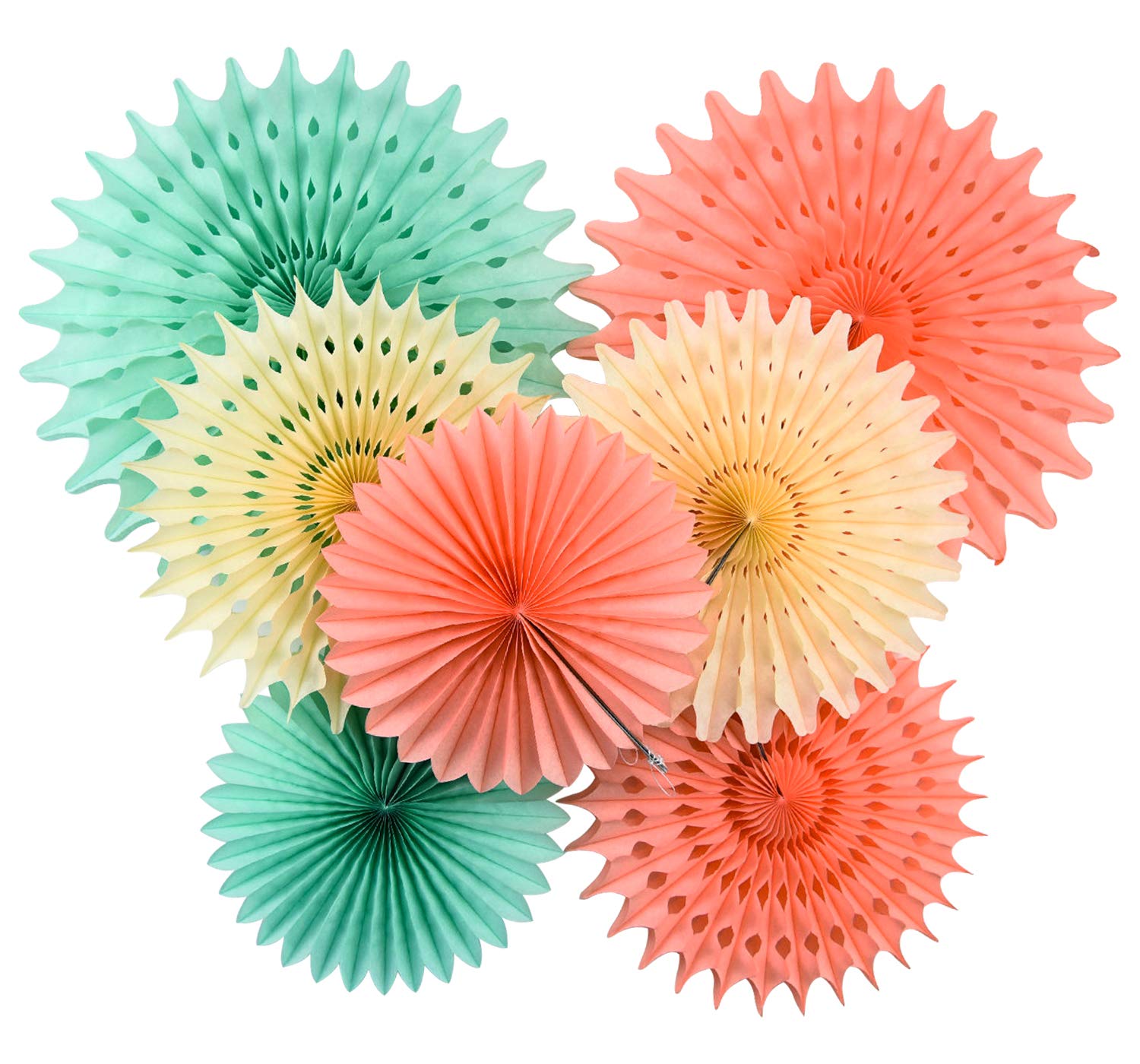 Mint Peach Baby Shower Decorations - Mint Cream Peach Tissue Paper Fans for Gender Reveal, Bridal Shower & Birthday Party Decorations | Perfect for Nursery, Wedding & Bachelorette Party Themes