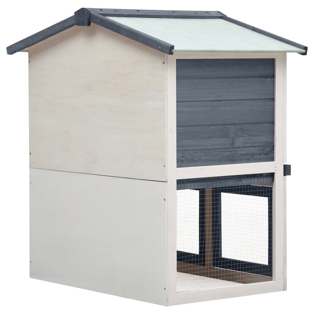 CHARMMA Outdoor Rabbit Hutch with 3 Doors - Gray Wooden Rabbit Cage for Small Pets - Perfect for Backyard, Garden, or Patio Use