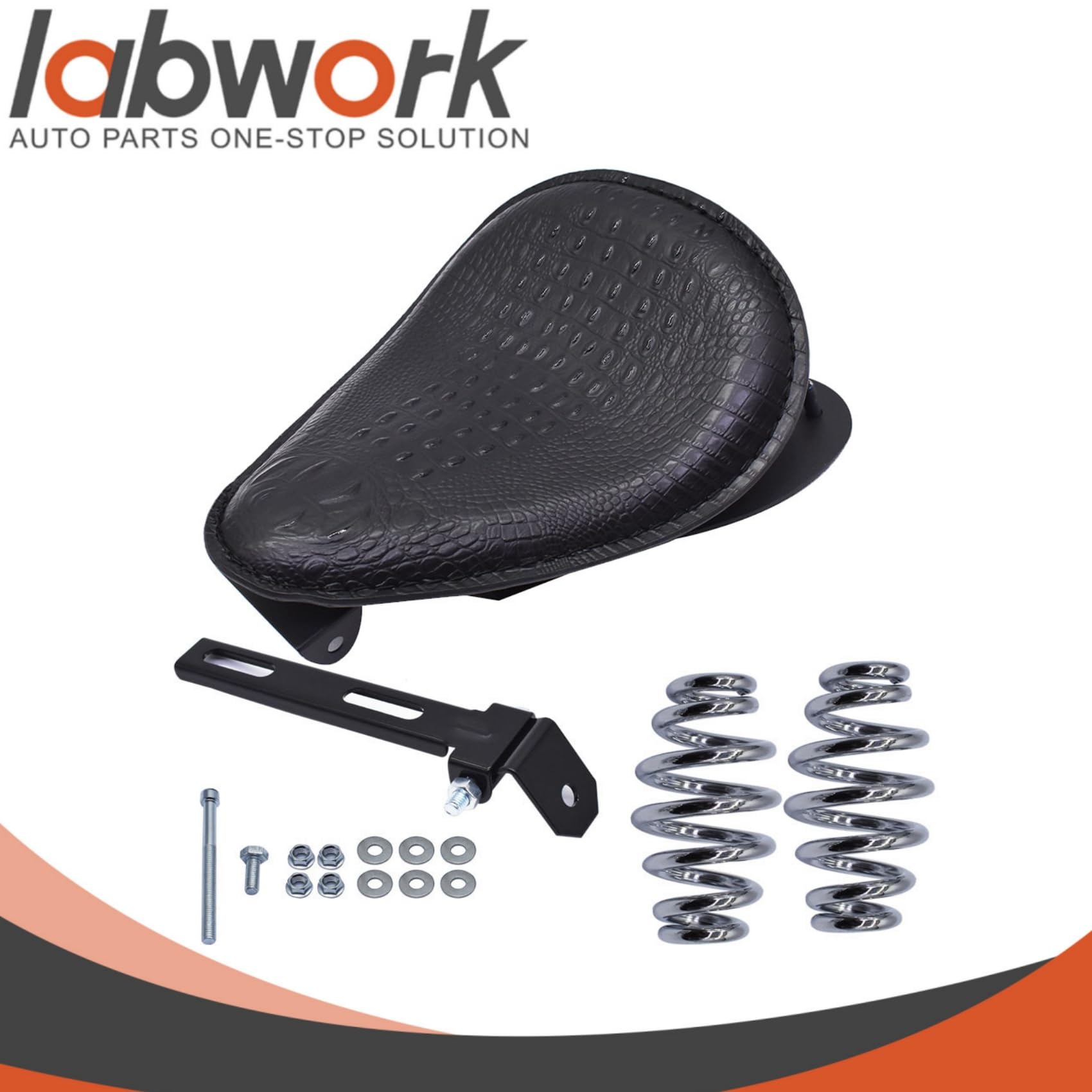 Premium Crocodile Style Leather Motorcycle Solo Seat with Cushion & Spring Base Plate - Replacement for Harley Chopper, Bobber, Dyna, Sportster XL & Shadow - Perfect for Long Rides & Custom Bike Builds