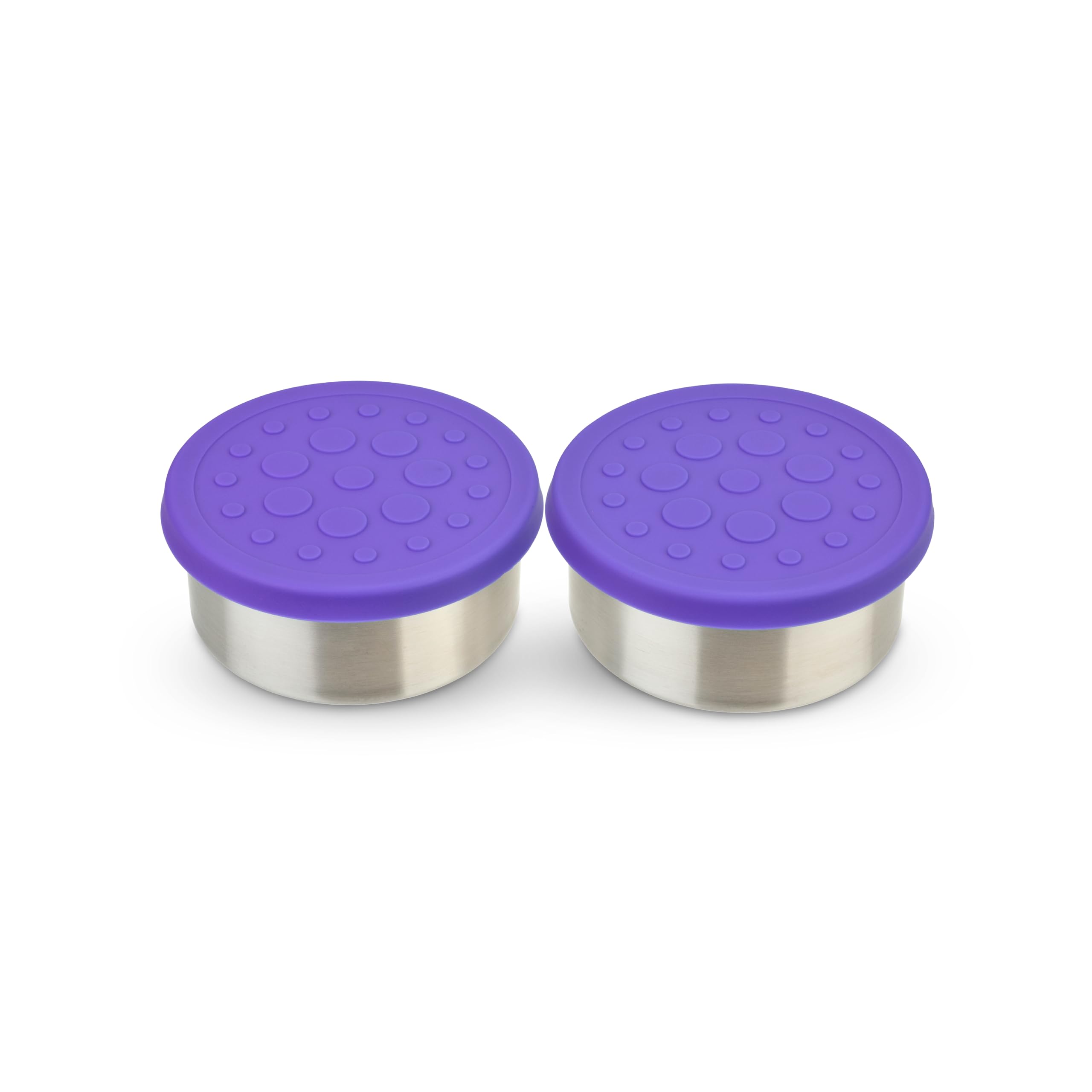 LunchBots 2.5 oz Stainless Steel Condiment Containers with Silicone Lid - Perfect for Salad Dressings, Dips, Sauces & Snacks | Leak-Proof, BPA-Free | Fits Lunch Boxes & Bento Boxes (Set of 2, Purple) | Ideal for Picnics, School Lunches & On-the-Go Meals
